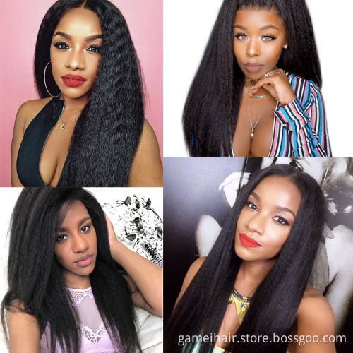 Cheap Human Hair Lace Front Wig With Baby Hair Pre Plucked Full HD Closure Lace Frontal Wig Raw Indian Virgin Hair Yaki Straight